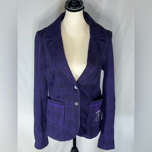 Smartthreads 1=1 Kansas State Wildcats Purple Plaid Knit Women’s Blazer Jacket